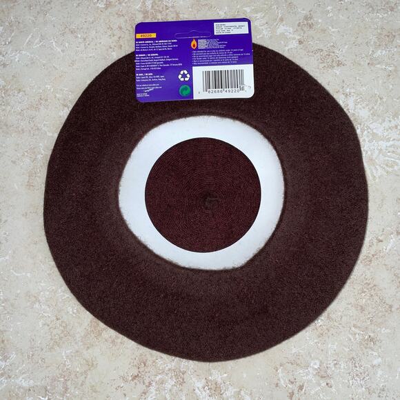 ADULT FRENCH BROWN BERET HAT ARTIST HIPSTER HALLOWEEN COSTUME ACCESSORY RU49220 - Picture 3 of 3